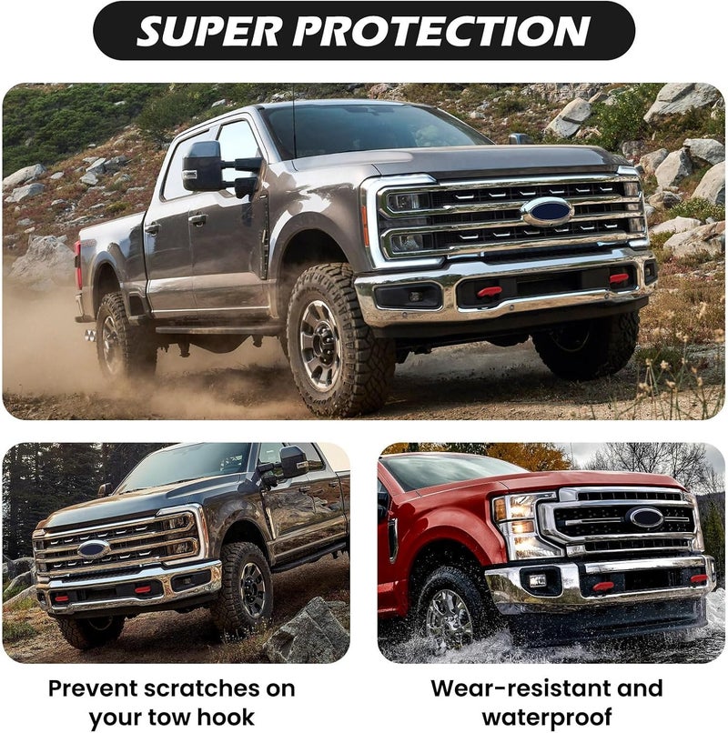 TECHPICCO Tow Hooks Covers for Ford Super Duty F250 F350 F450 2017-2026 Compatible with Ford Super Duty F250 F350 F450 Accessories 2017-2026 (Red) - Image 4